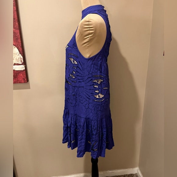 Free People Hot Child Mini Dress Eyelet Dropwaist Babydoll Open-back, size XS - Picture 7 of 8